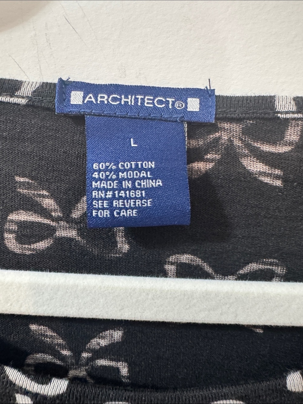 Architect Black Long Sleeve Tee with White Bow Print - Size Medium & Large - Picture 3 of 8